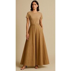 BRUNELLO CUCINELLI Super Wide Leg Palazzo Trouser Pants Brown Flowy Size US 8